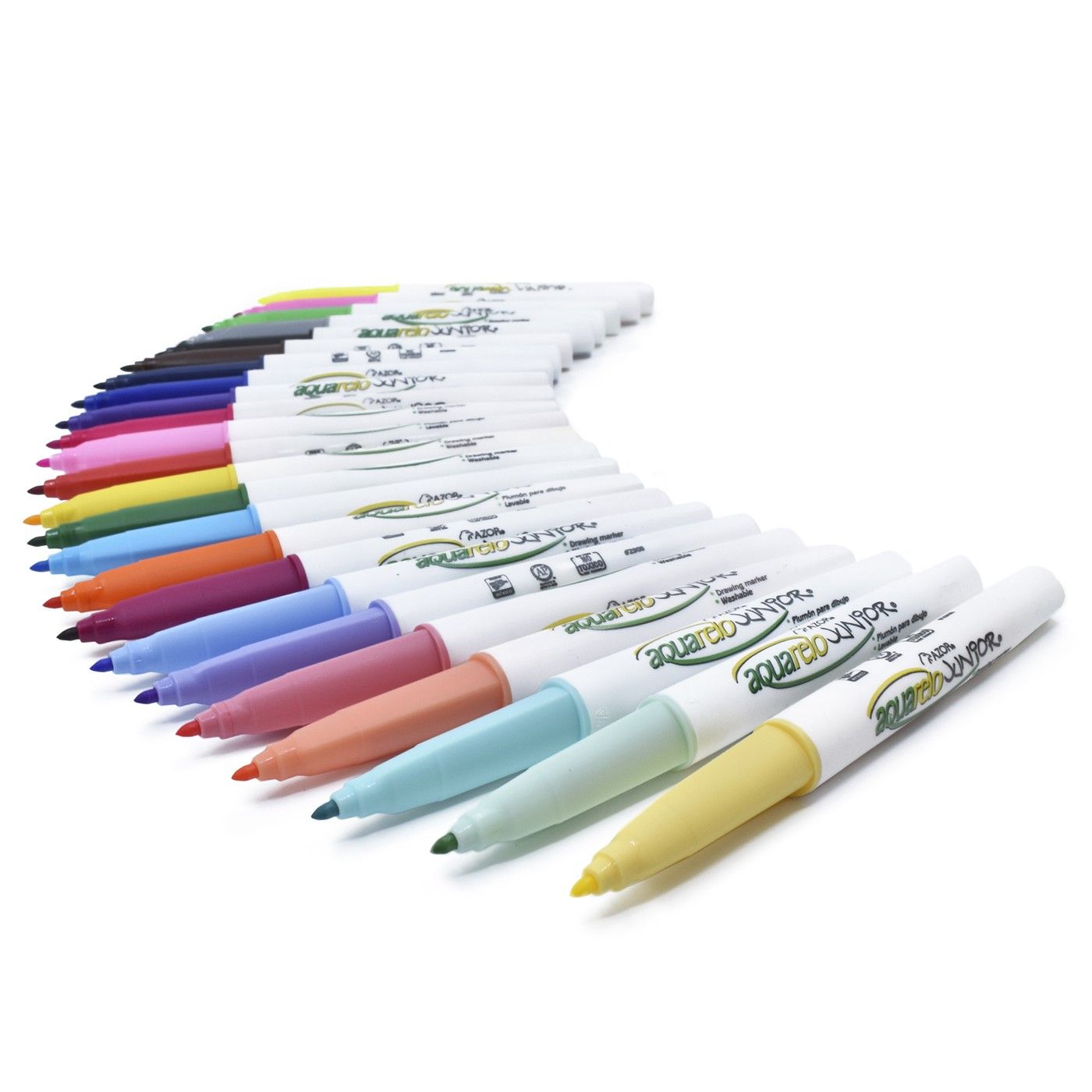 Plumones Labables Azor Punta Fina X24 Und Colores Surtidos