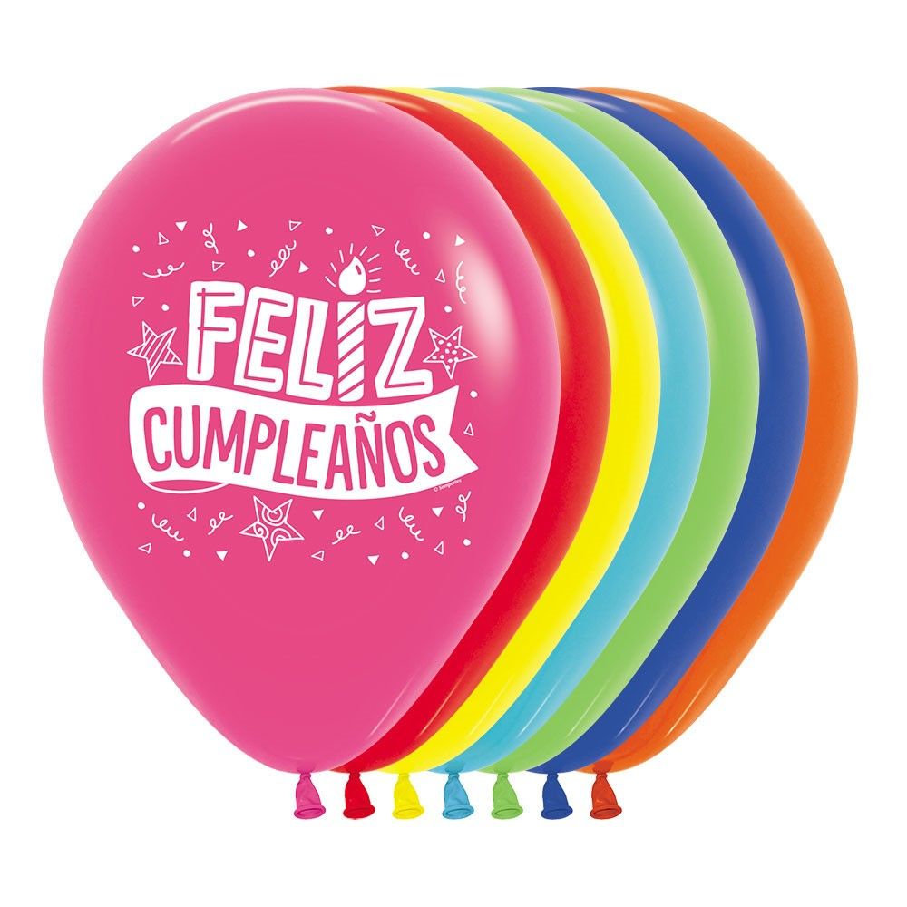 Bombas Sempertex Fiesta  Feliz Cumpleños Surtido X12 UND