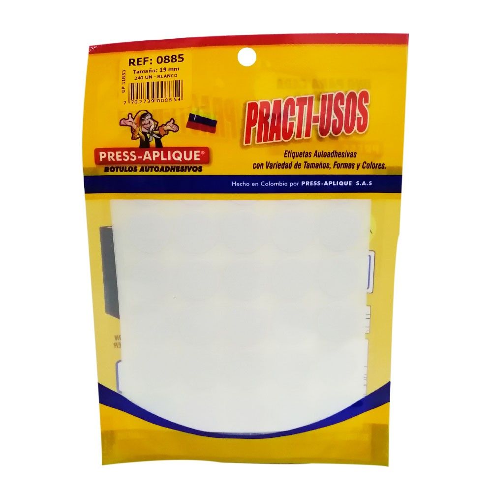 Rótulos Press-Aplique Blanco R-0885 19mm
