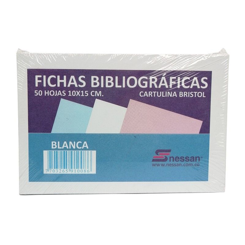 Fichas Bibliográficas Nessan Cartulina Bristol Blanca10x15 x50 und