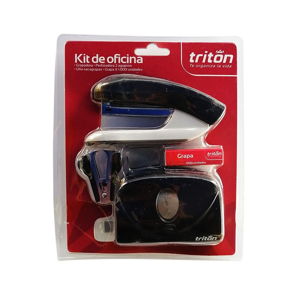kit Oficina Triton Grapadora + perforadora + sacagrapas y grapas