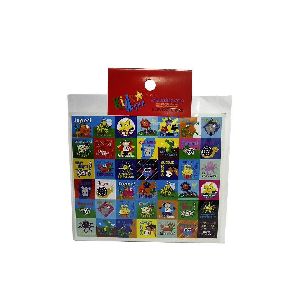 Rótulos Adhesivos Kids Depot Cuadrado Frases Motivadoras x 168 und