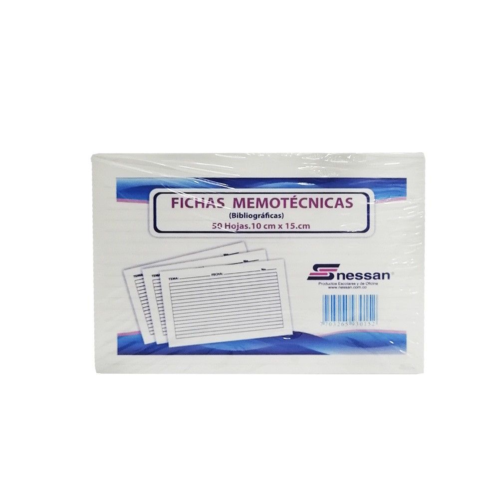 Fichas Nessan Memotecnicas X 50 hojas Rayadas