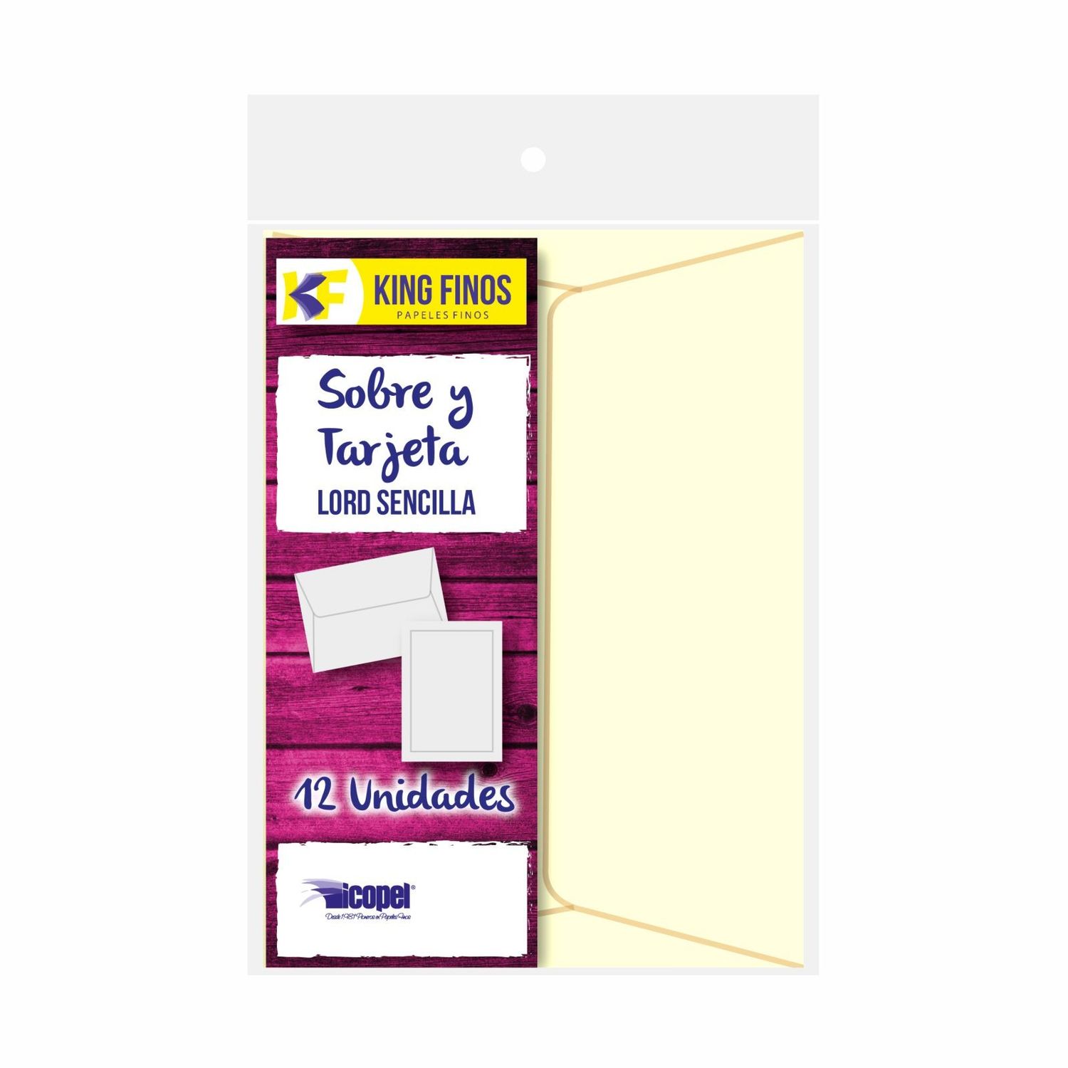 Sobre y Tarjeta Lord KingFinos 12 Unidades Marfil