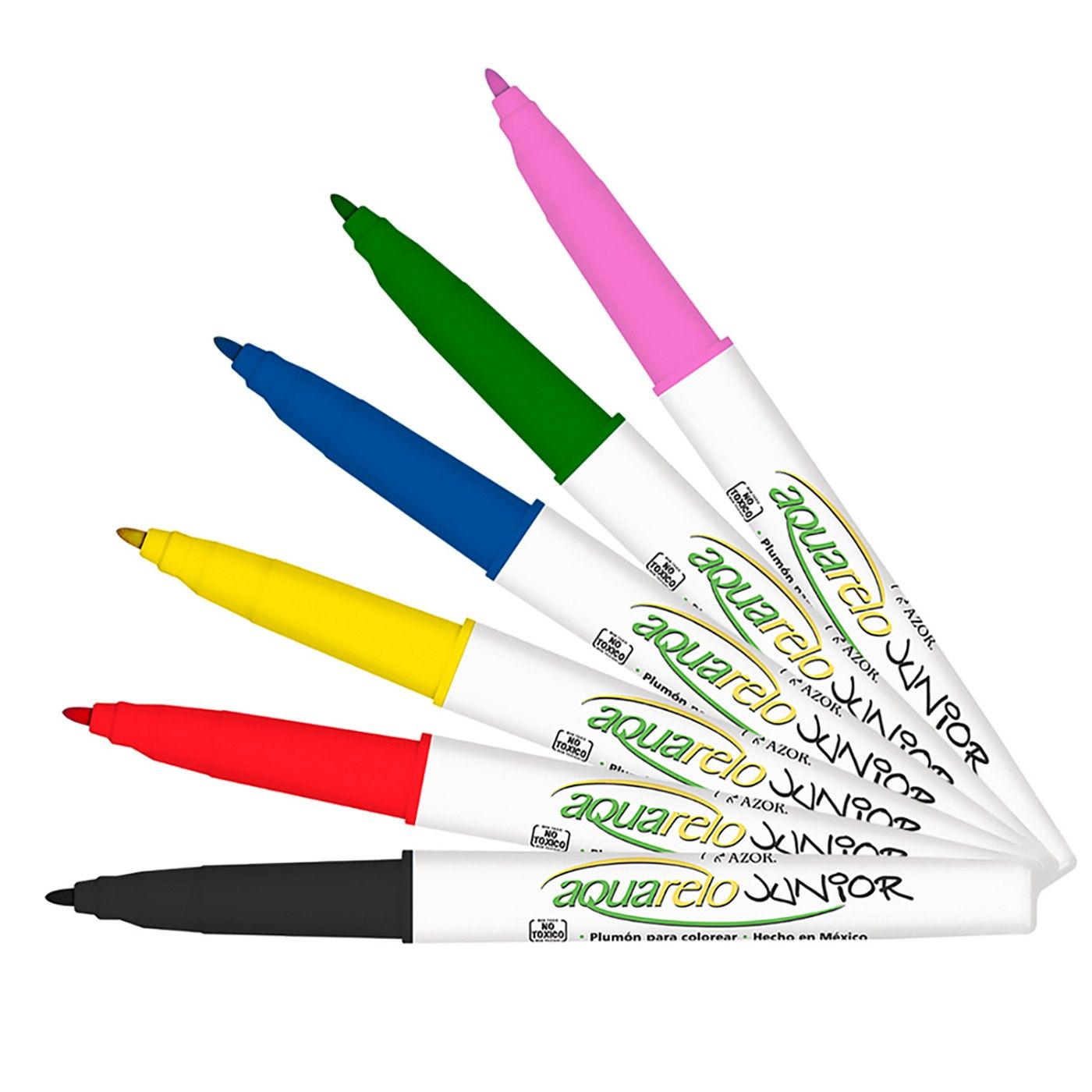 Plumones Lavables Azor Punta Fina X6 Und Colores Surtidos