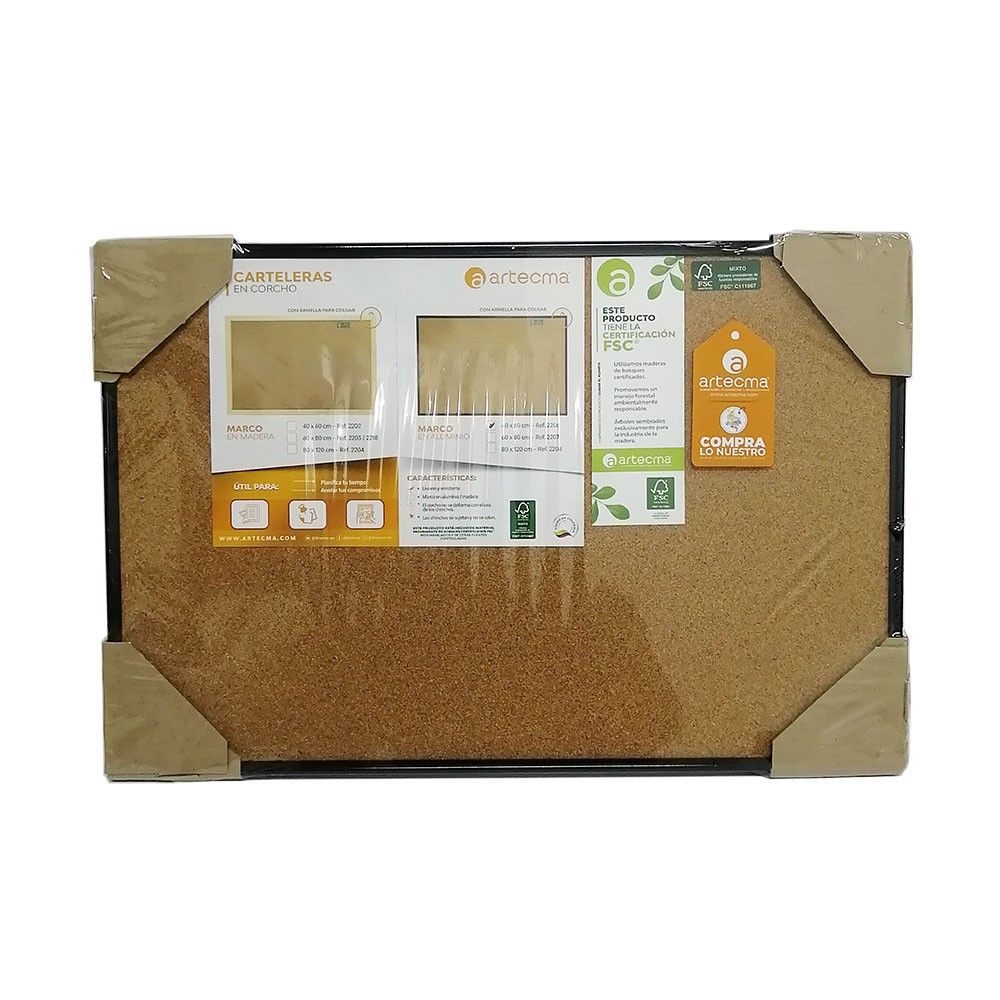 Tablero en Corcho con Marco en Aluminio / R-2206 / 40 x 60cm