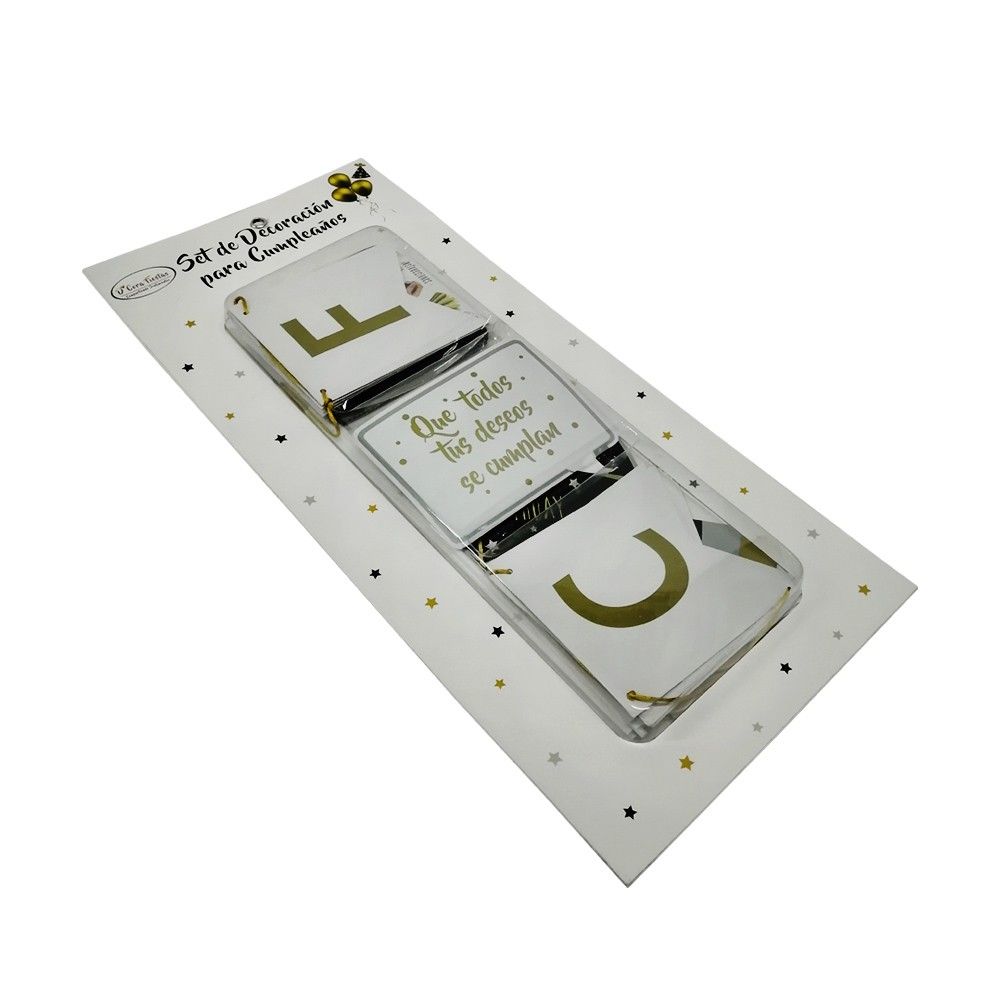 Kit Decoración  Cumpleaños Colores Blanco-Dorado