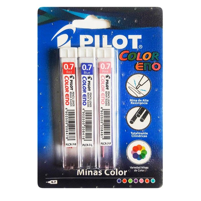 Minas Pilot 0.7mm Color Eno Azul/rojo/morado x3 und