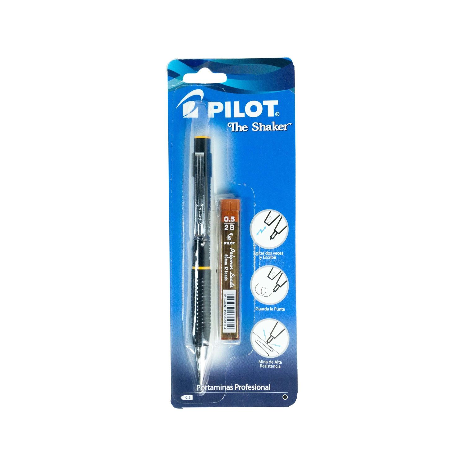 Portaminas Pilot Shaker 0.5mm/2B Negro + Minas x1und