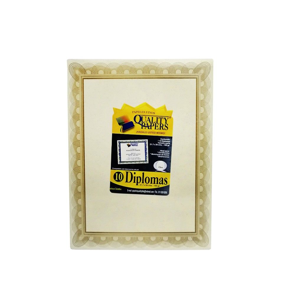 Paquete Papel Diploma Kimberly Color Oro10 Hojas