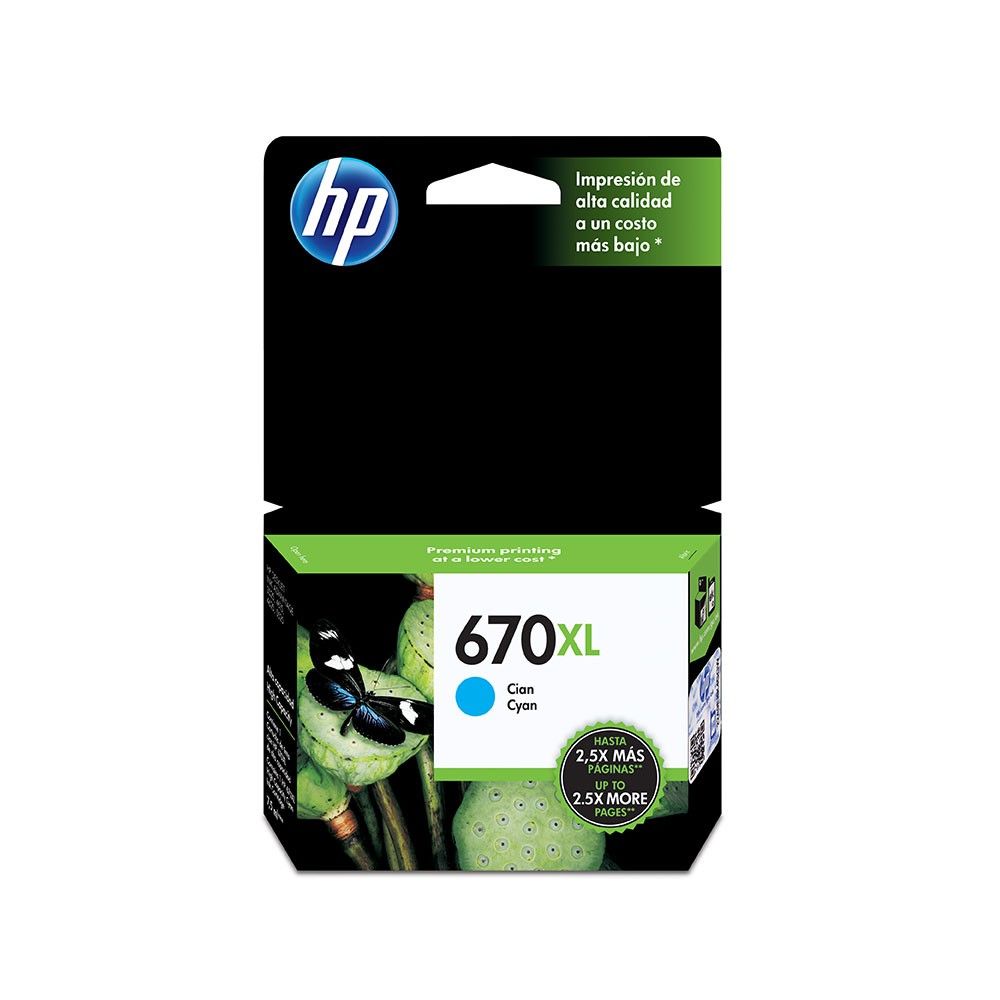 Cartucho de Tinta HP 670XL Cian Original (CZ118AL)