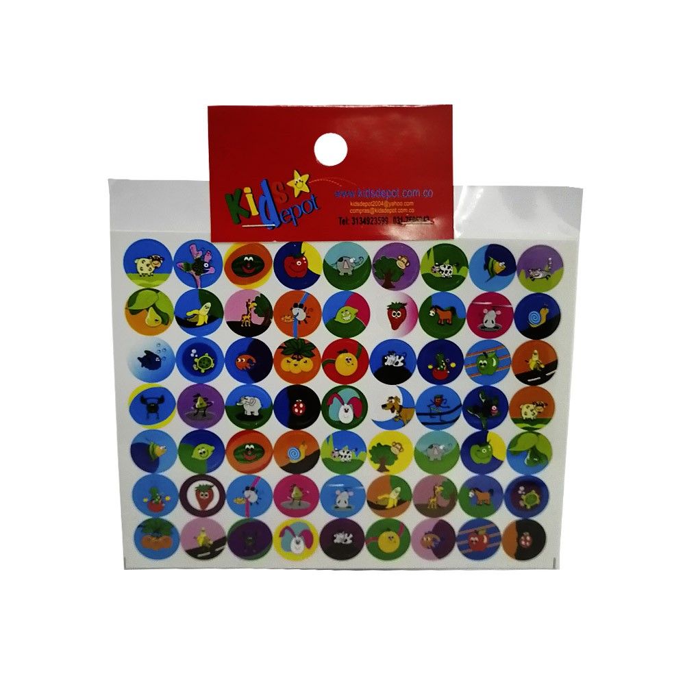 Rótulos Adhesivos Kids Depot Círculos Animales y Frutas x 256 und