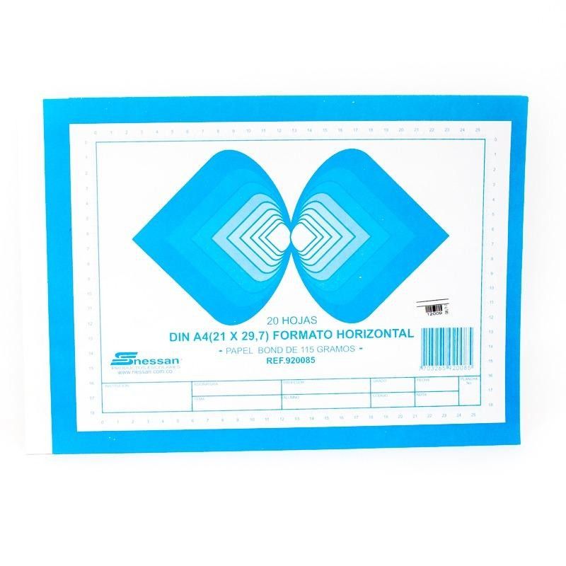 Block Nessan Formato Horizontal DIN Tamaño A4 Papel Bond de 115gr x20 hjs
