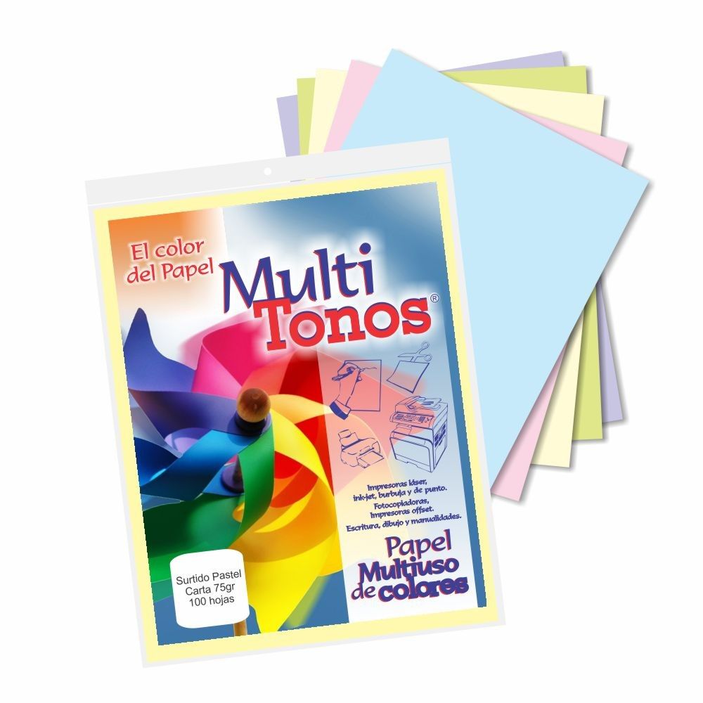 Papel Tonos-Ultra Icopel Carta 100 Hojas Surtido Pastel