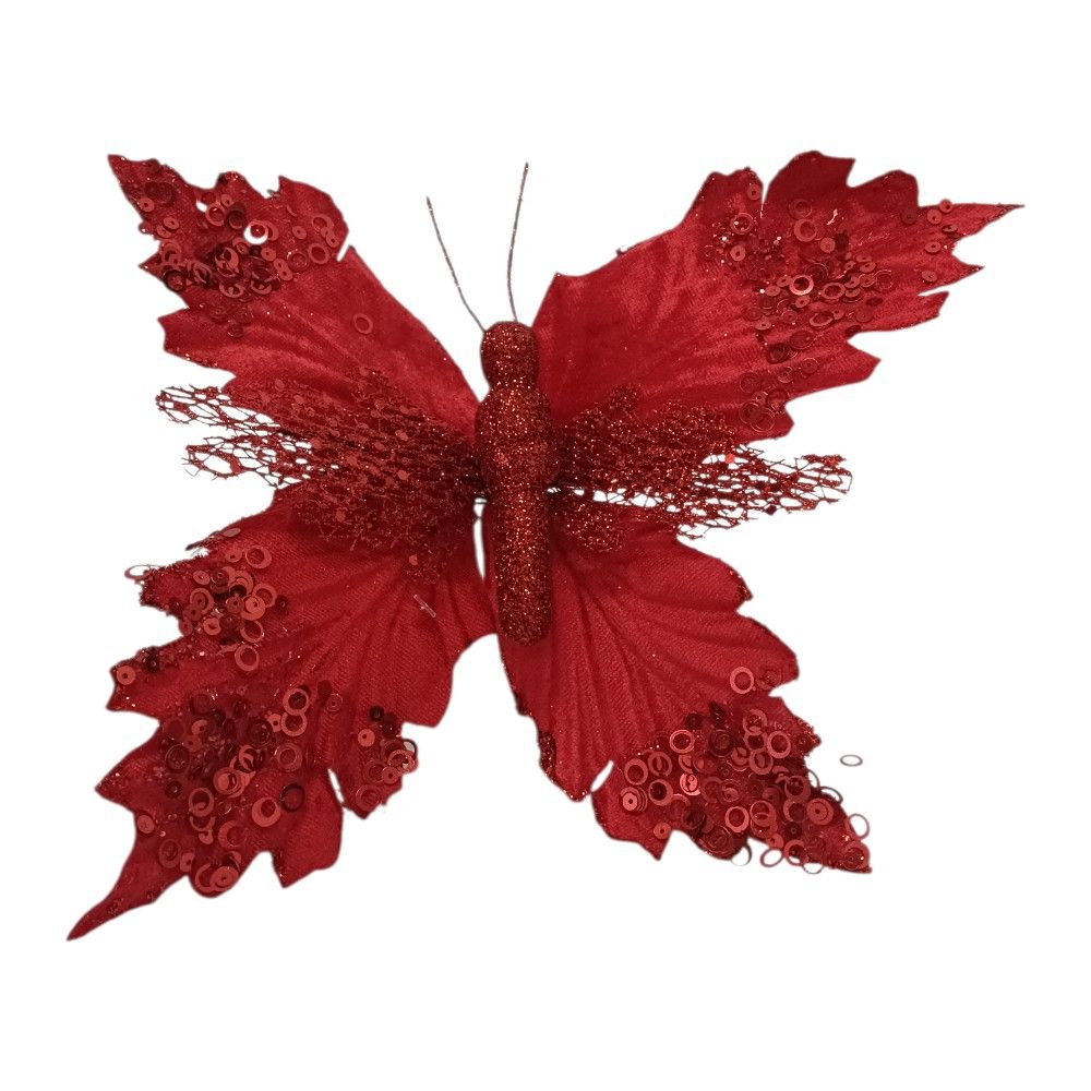 Adorno Flor Mariposa 28Cm Rojo