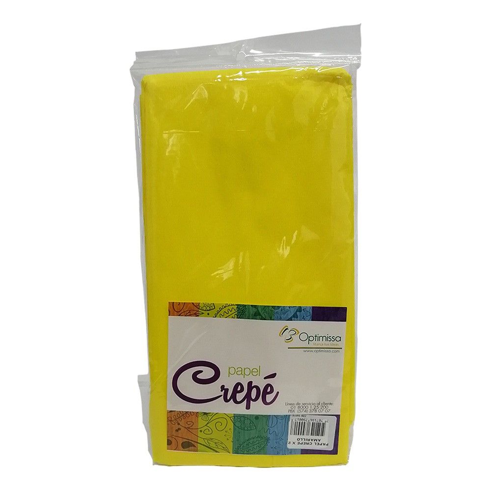 Papel Crepé Amarillo Cedro 50 cm x 2 m X 2 und.
