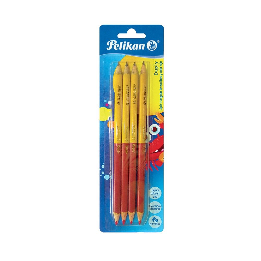 Lápiz Pelikan Duply Triangular Negro/Rojo x4 und