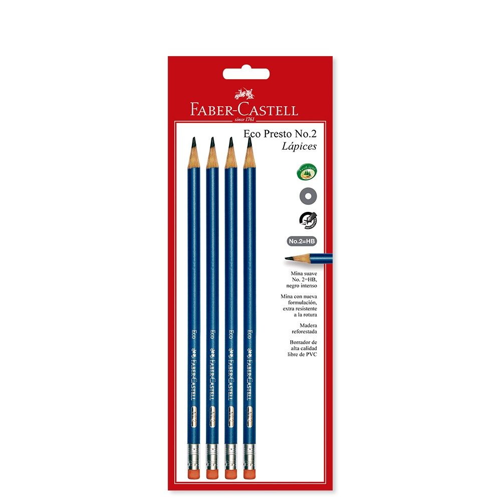 Lápiz Faber Castell Eco Presto No2 HB Azul x 4und