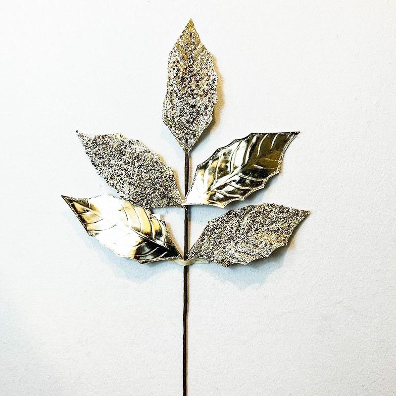 Rama 57cm X 5 Hojas Metalizada Champaña