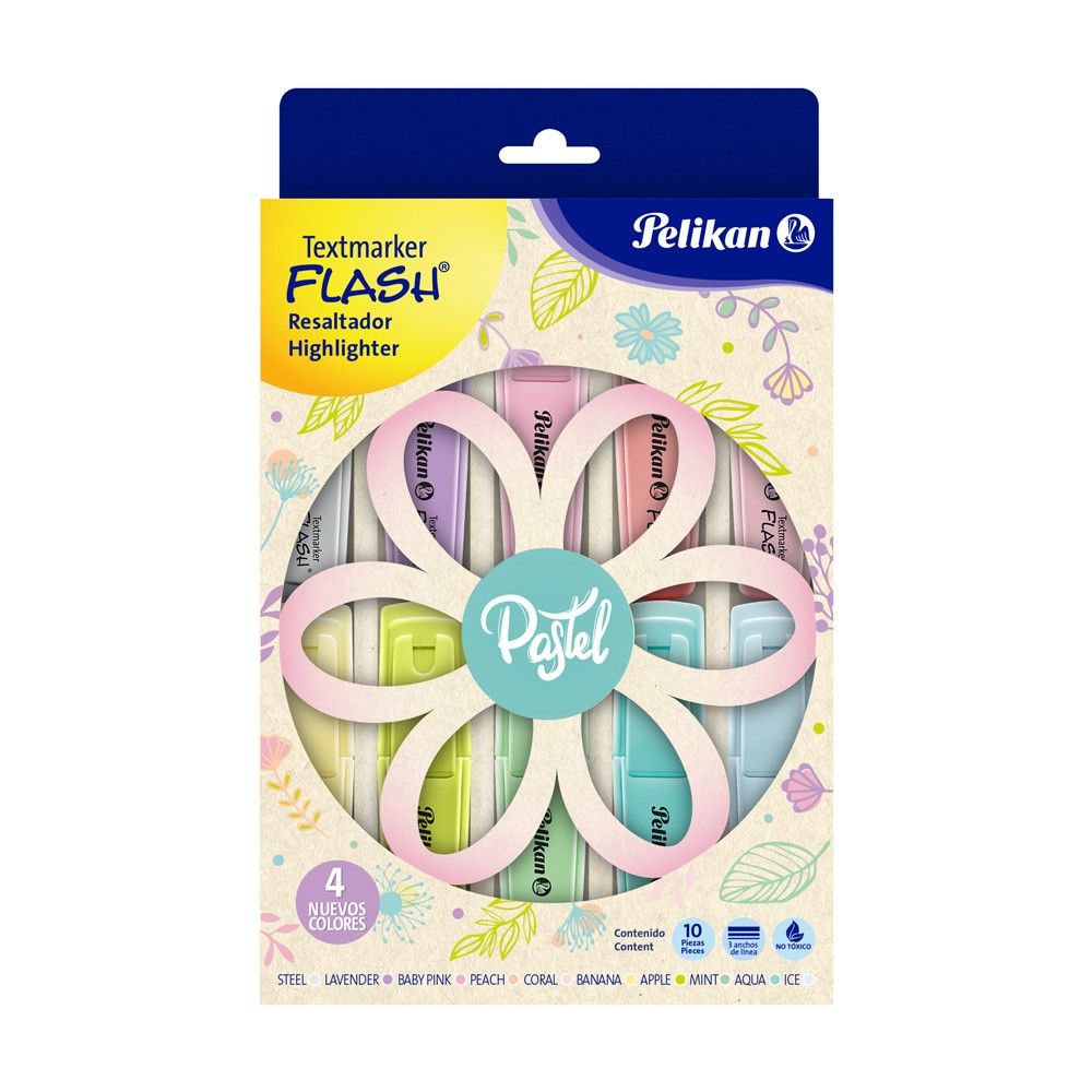 Resaltador para Texto Pelikan Flash Pastel Petalos x10 und