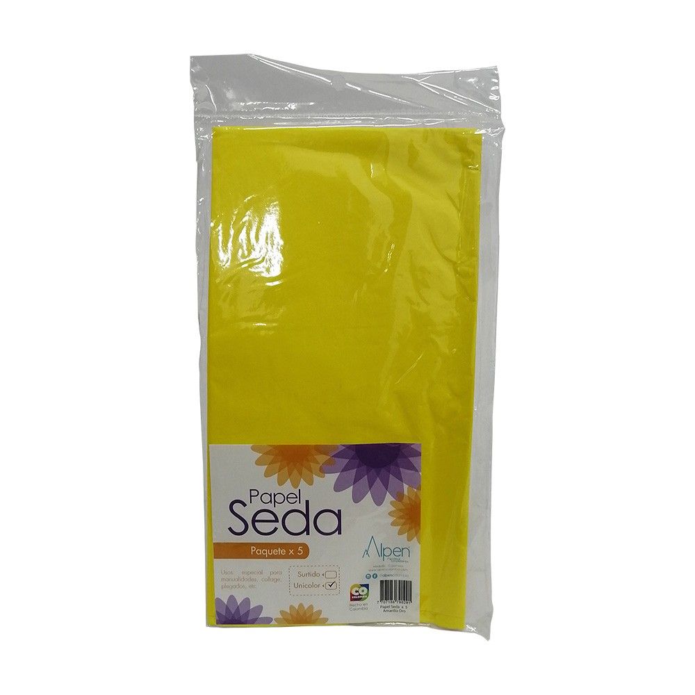 Papel Seda Amarillo Oro 50 x 70 cm X 5 und.