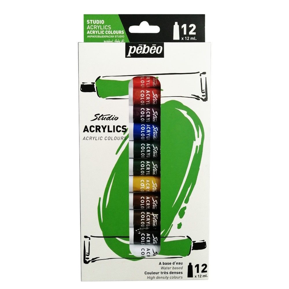 Acrílicos Pebeo con Estuche Studio 12ml x12und