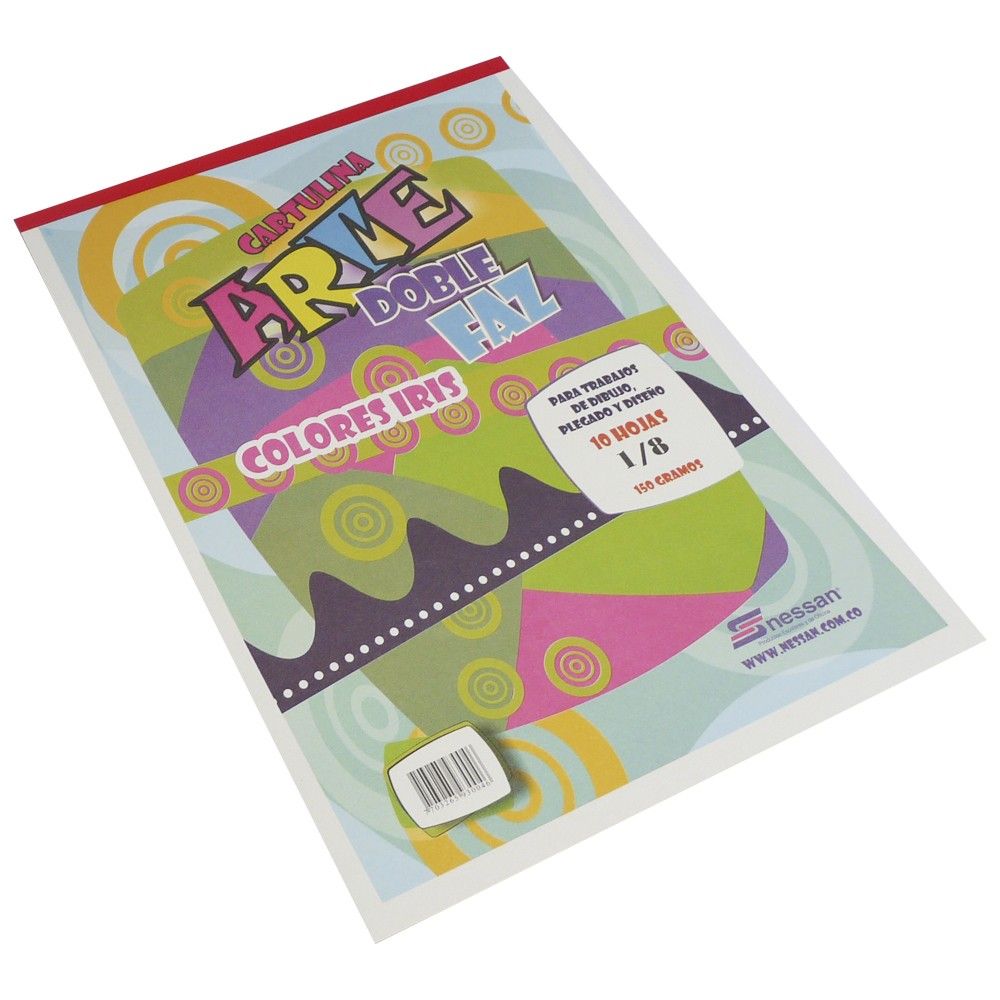 Cartulina Nessan Doble Faz Tamaño 1/8 Colores Iris 150gr x10 und