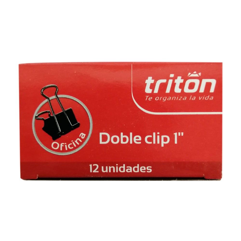 Gancho Triton a Presión Doble Clip Metálico Oficina 1 Pulg 24mm x12 und
