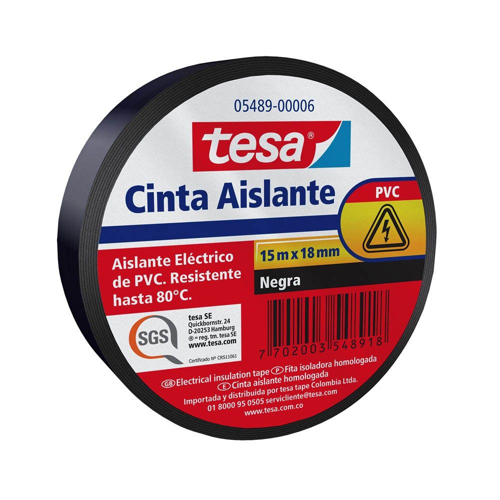 Cinta Aislante Tesa Negra 15m x 18mm