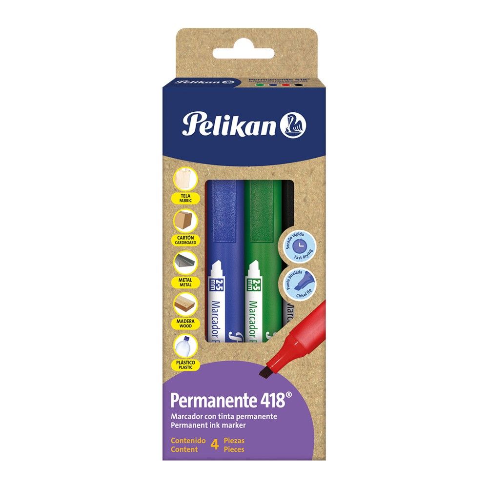 Marcador Pelikan Permanente 418 Surtido 2.5mm  x4 und