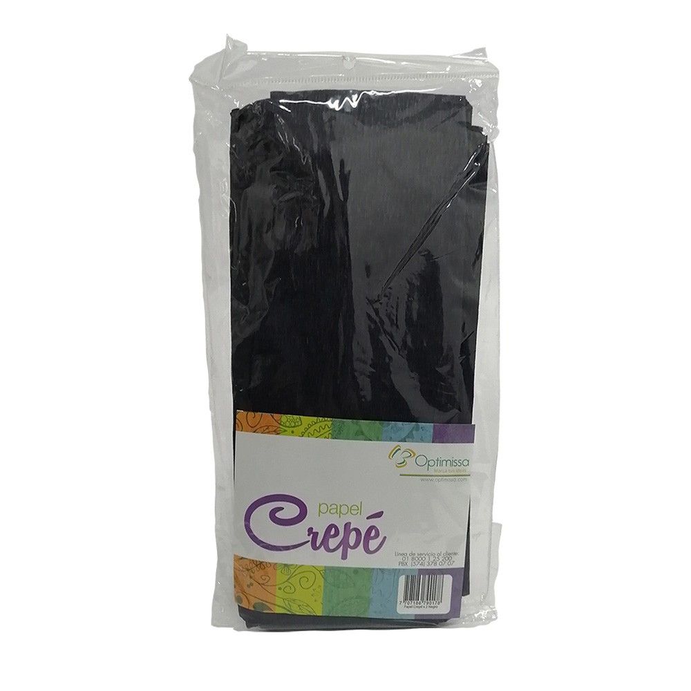 Papel Crepé Negro 50 cm x 2 m X 2 und.