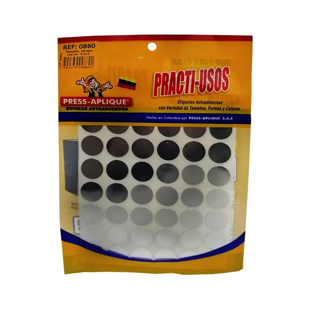 Rótulos Press-aplique Plateado R-0860 16mm