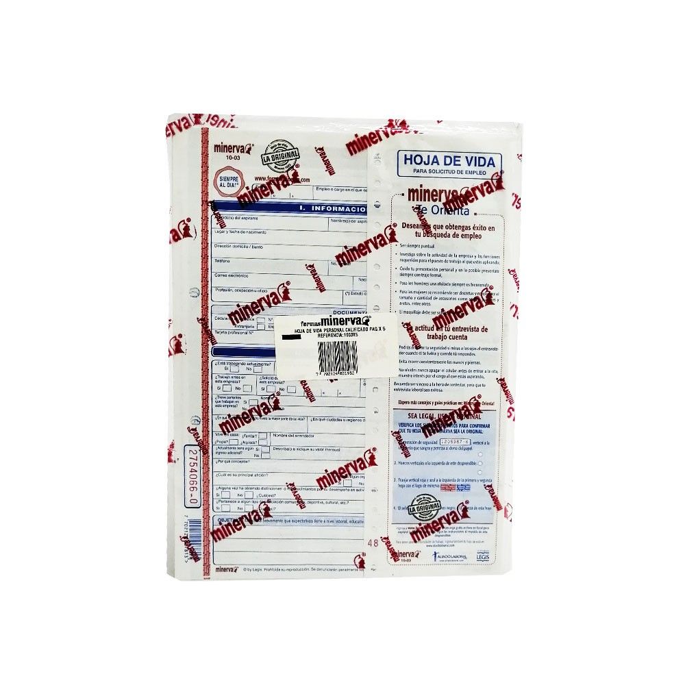 Forma Minerva 10-03 Hoja De Vida x 5 und