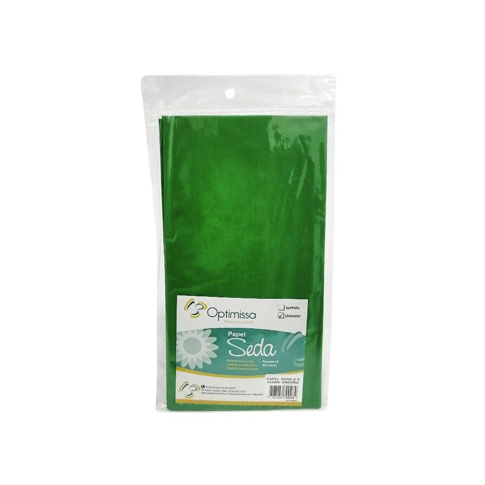 Papel Seda Color Verde Oscuro X5 Und