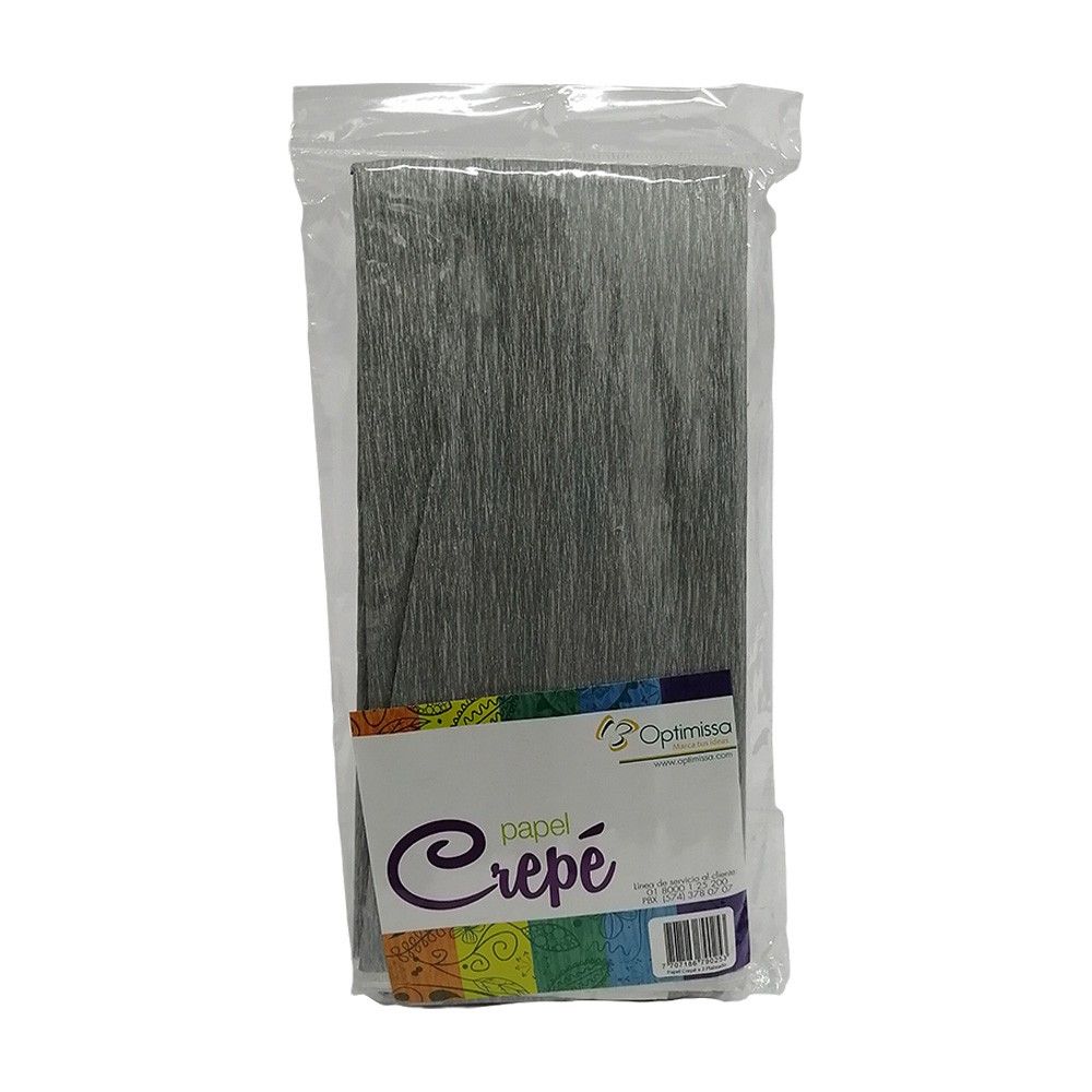 Papel Crepé Plateado 50 cm x 2 m X 2 und.