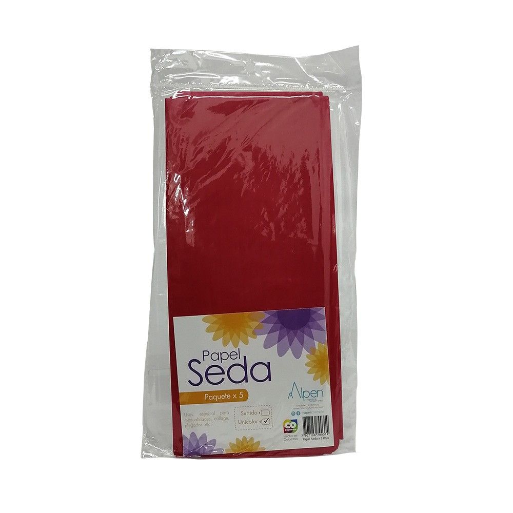 Papel Seda Rojo 50 x 70 cm X 5 und.