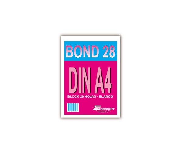 Block Nessan Papel Bond 28 DIN Tamaño A4 x20 hjs