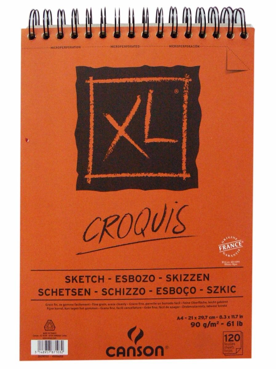 Block Canson XL Croquis Tamaño A4 90gr x120 hjs