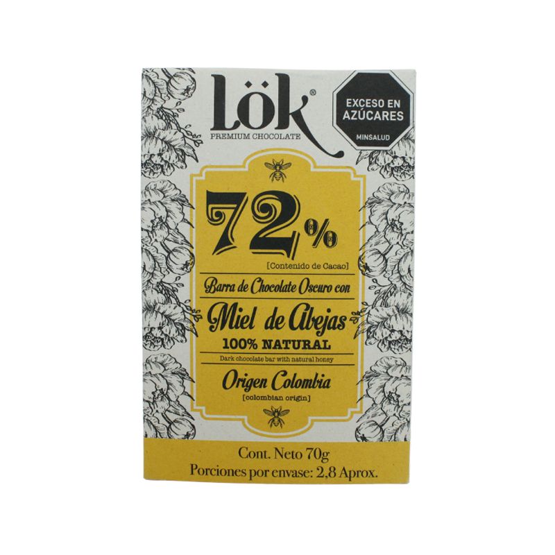 Chocolate 72% Miel de Abeja Lok 70g
