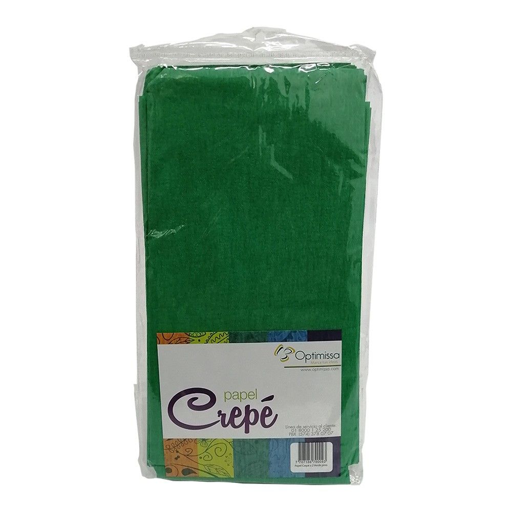 Papel Crepé Verde Pino 50 cm x 2 m X 2 und.