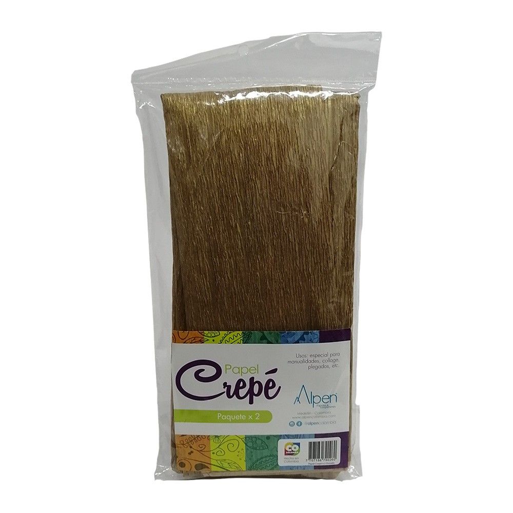 Papel Crepé Dorado 50 cm x 2 m X 2 und.