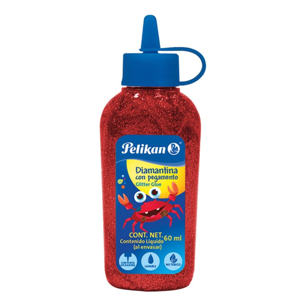 Diamantina con Pegamento Brillante Pelikan Rojo 60ml