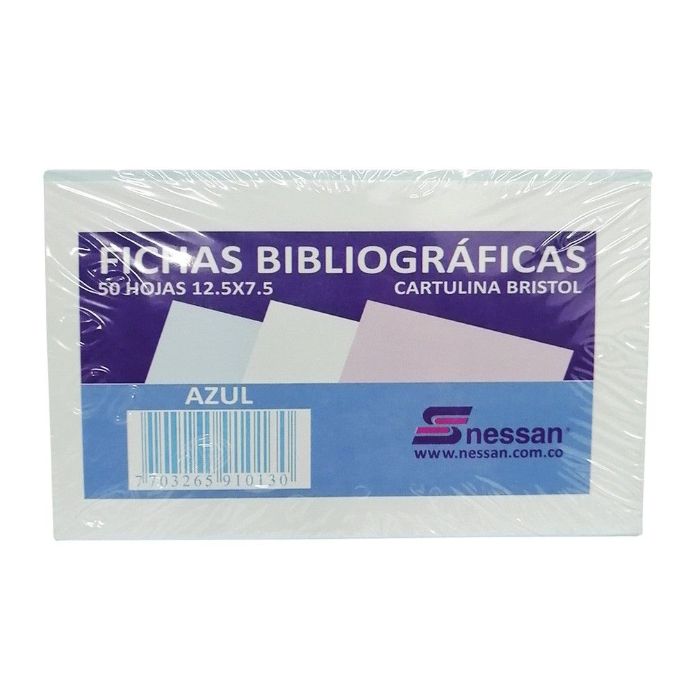 Fichas Bibliográficas de Cartulina Bristol Nessan Azul 10 x15cm x50 hjs