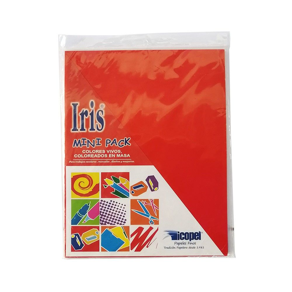 Paquete de Papel Iris R-632 Rojo 50hjs