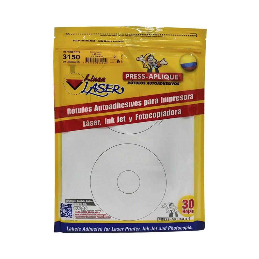 Rótulos Press-aplique R-3150 para CD 6 lbels 116mm