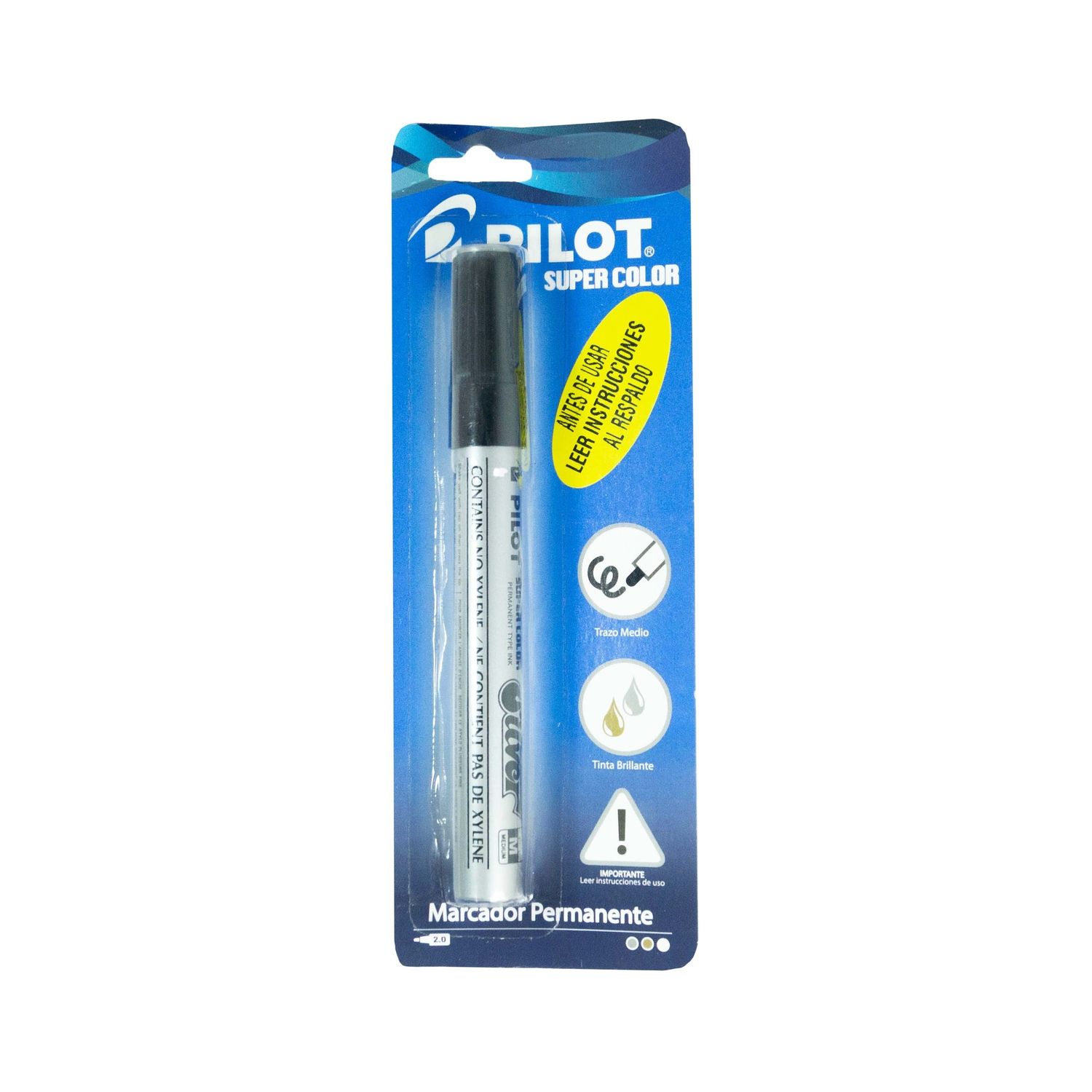 Marcador Pilot Permanente Super Trazo Medio Plata Brillante x1und