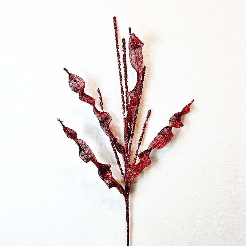 Rama 73cm X8 Hojas Espiral Roja
