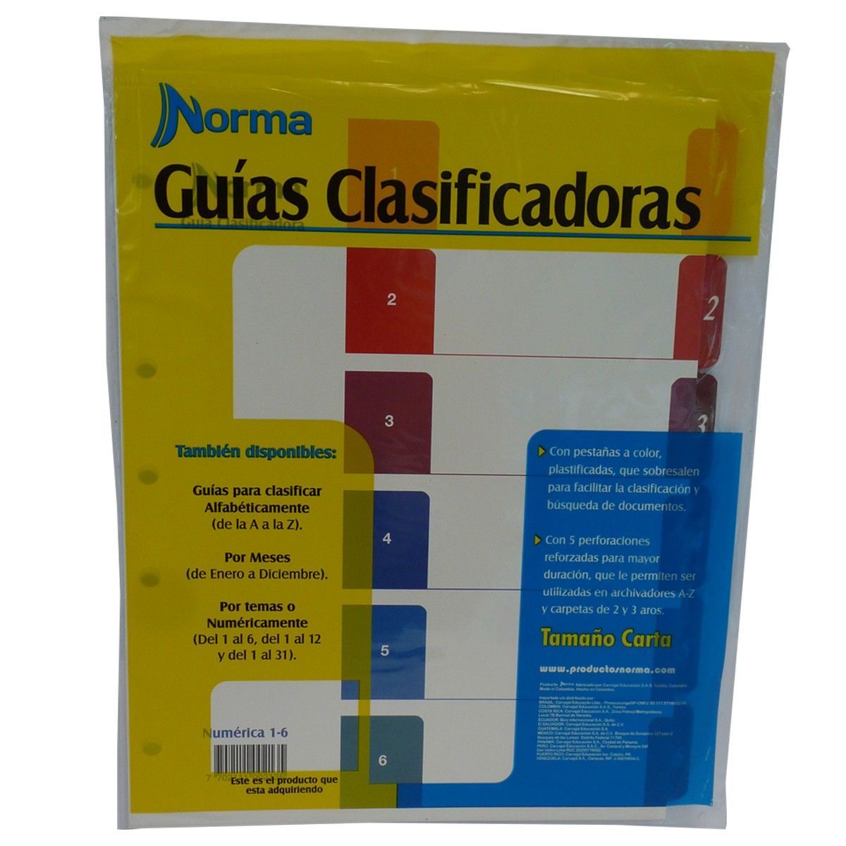Separadores Norma Guías Clasificadoras Tamaño Carta