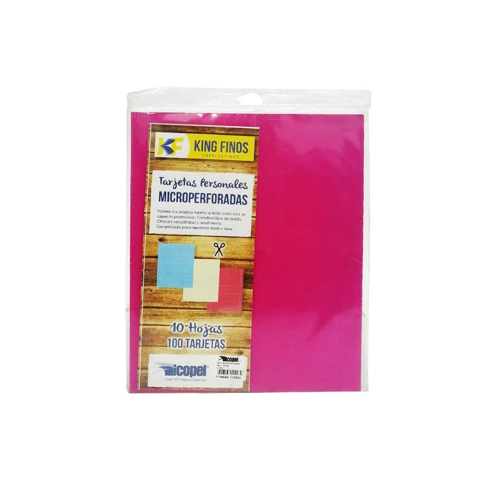 Tarjeta Personal Troquelada Hoja X 10 Color Fucsia