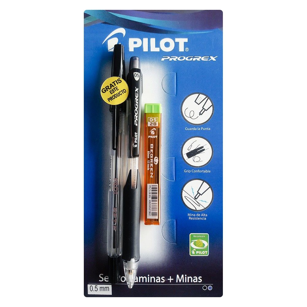 Portaminas PILOT PROGREX 0.5 + Minas + Esfero